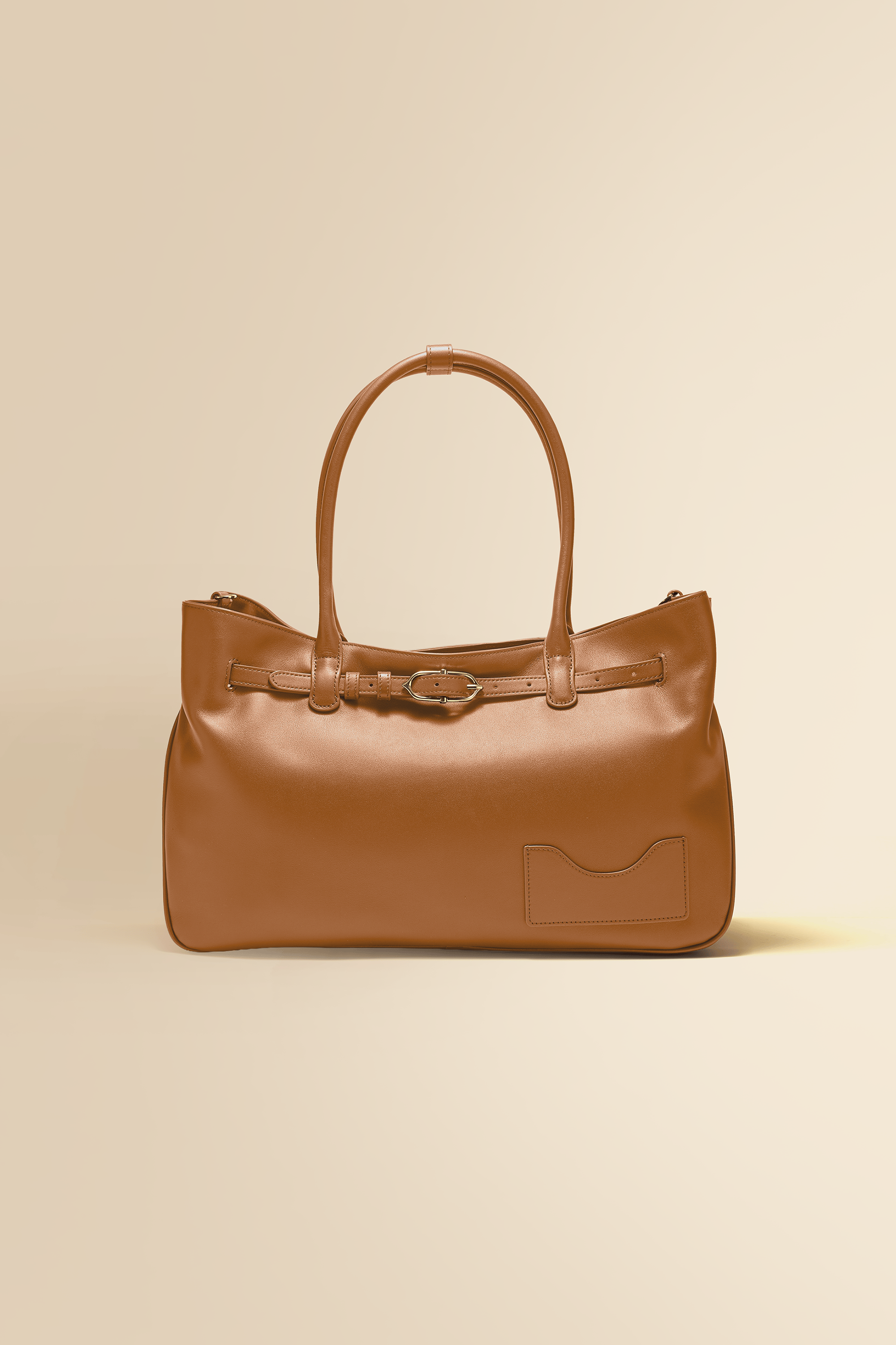 OLEADA NYC Tote Bag > Leather Tote Bag For Women > Mini Handbag > Convertible To Shoulder Bag > Fits 14" laptop> Color_Cognac Marina Tote