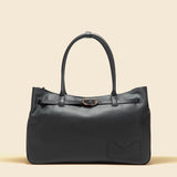 OLEADA NYC Tote Bag > Leather Tote Bag For Women > Mini Handbag > Convertible To Shoulder Bag > Fits 14" laptop> Color_Onyx Marina Tote
