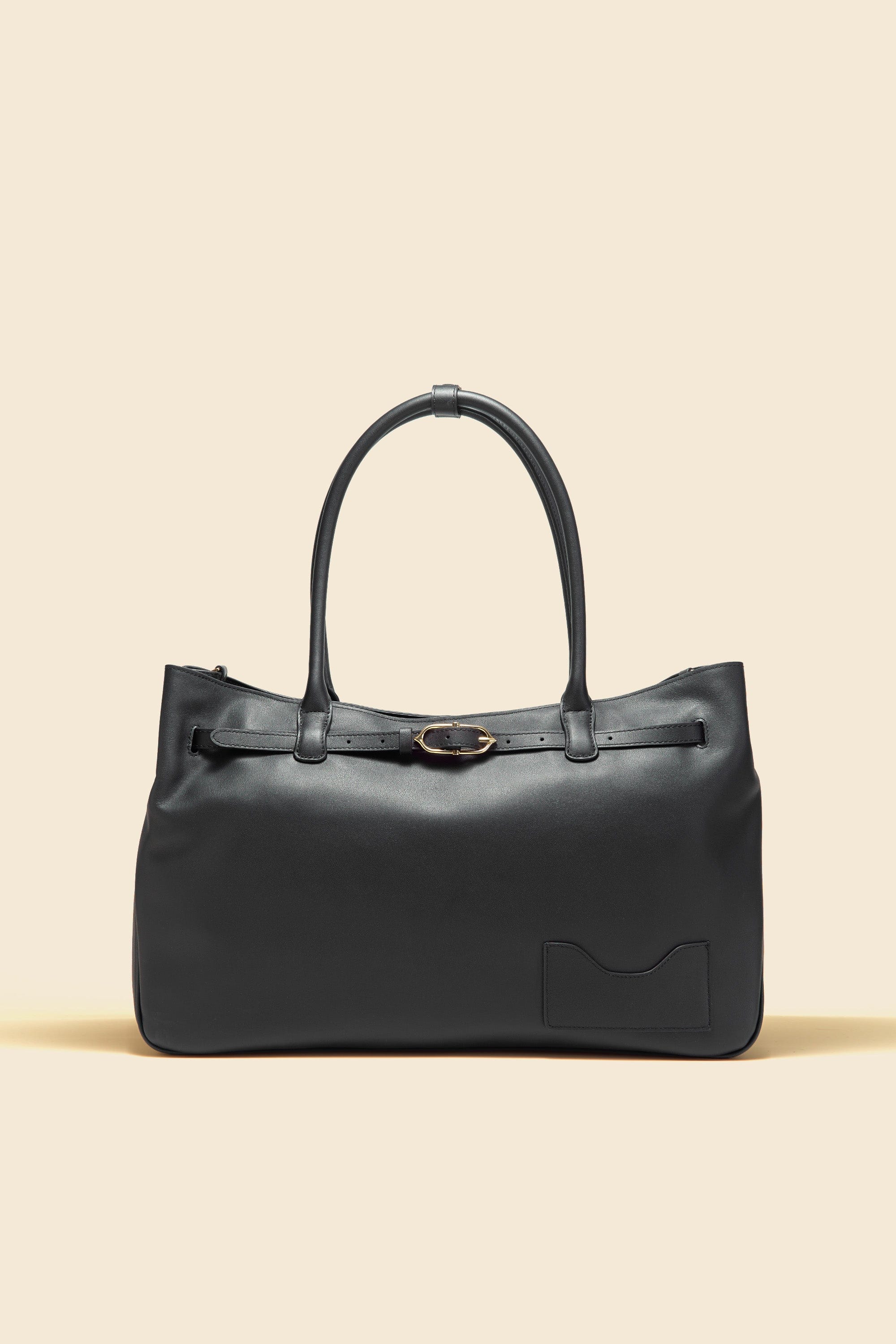 OLEADA NYC Tote Bag > Leather Tote Bag For Women > Mini Handbag > Convertible To Shoulder Bag > Fits 14" laptop> Color_Onyx Marina Tote