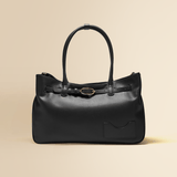 OLEADA NYC Tote Bag > Leather Tote Bag For Women > Mini Handbag > Convertible To Shoulder Bag > Fits 14" laptop> Color_Onyx Marina Tote