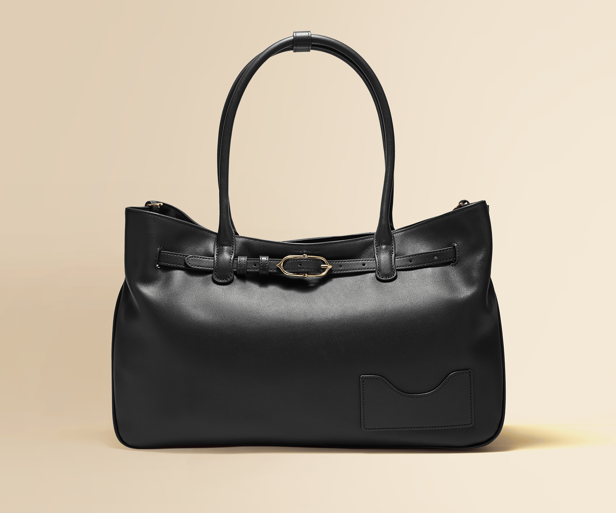 OLEADA NYC Tote Bag > Leather Tote Bag For Women > Mini Handbag > Convertible To Shoulder Bag > Fits 14" laptop> Color_Onyx Marina Tote
