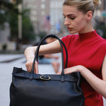 OLEADA NYC Tote Bag > Leather Tote Bag For Women > Mini Handbag > Convertible To Shoulder Bag > Fits 14" laptop> Marina Tote