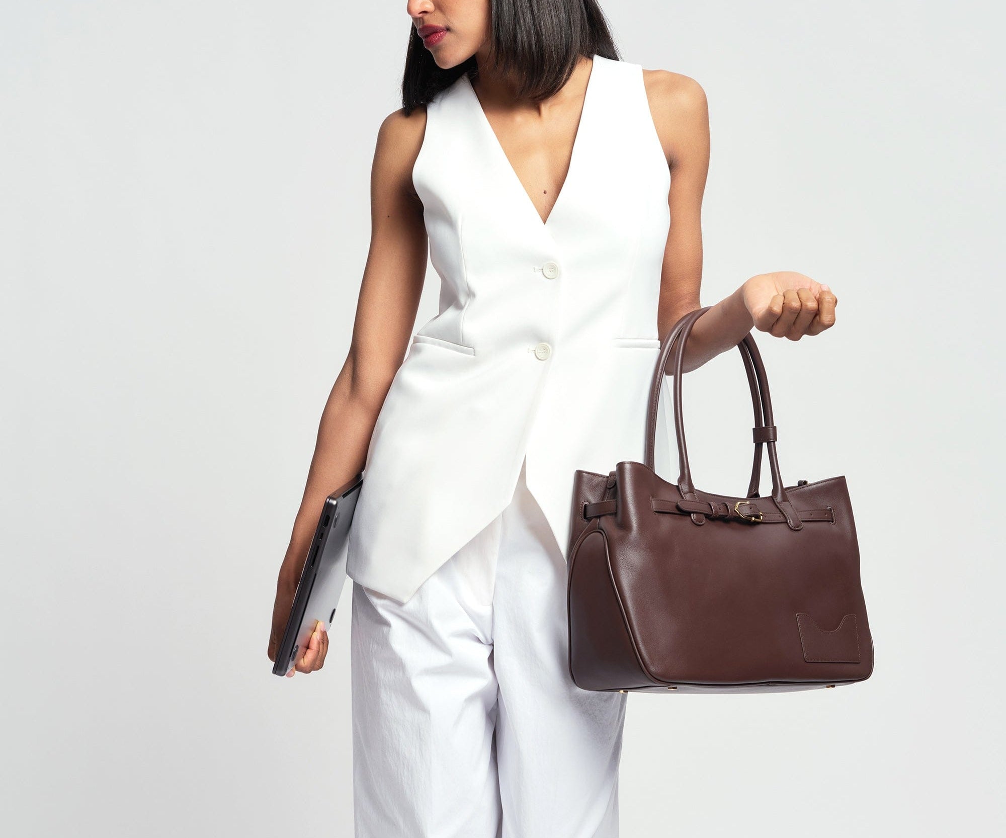 OLEADA NYC Tote Bag > Leather Tote Bag For Women > Mini Handbag > Convertible To Shoulder Bag > Fits 14" laptop> Marina Tote