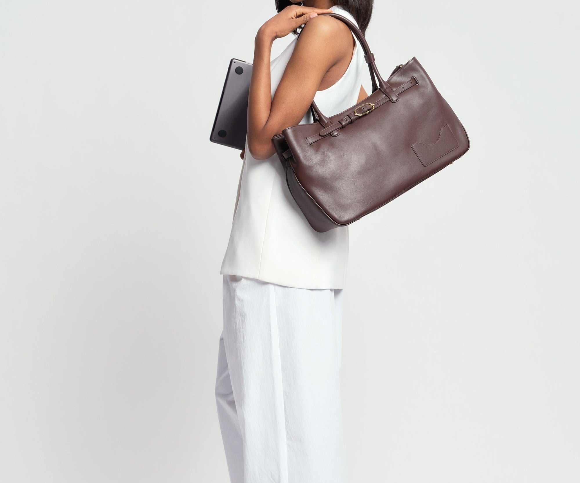 OLEADA NYC Tote Bag > Leather Tote Bag For Women > Mini Handbag > Convertible To Shoulder Bag > Fits 14" laptop> Marina Tote