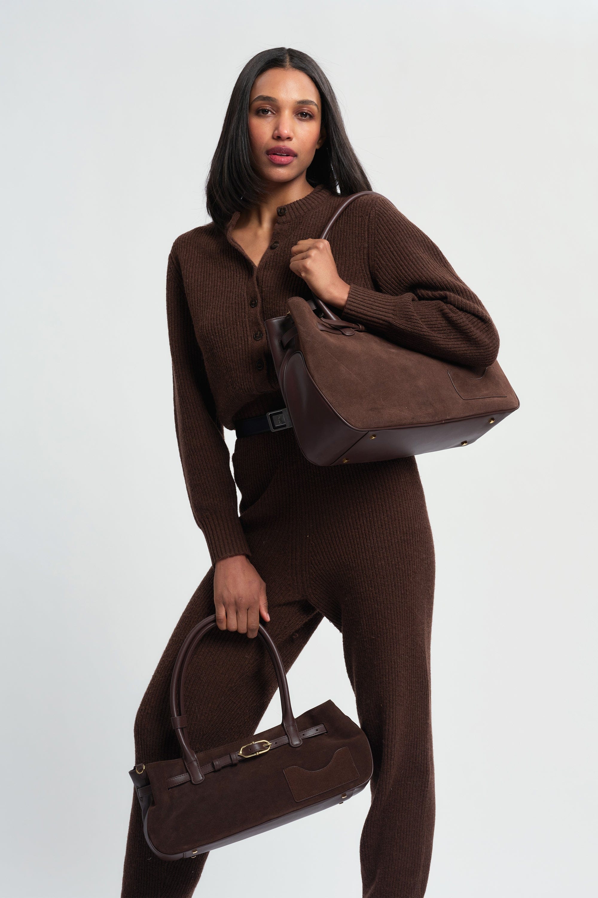 OLEADA NYC Tote Bag > Leather Tote Bag For Women > Mini Handbag > Convertible To Shoulder Bag > Fits iPad> Color_Mocha Mini Marina Tote