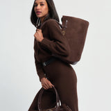 OLEADA NYC Tote Bag > Leather Tote Bag For Women > Mini Handbag > Convertible To Shoulder Bag > Fits iPad> Color_Mocha Mini Marina Tote