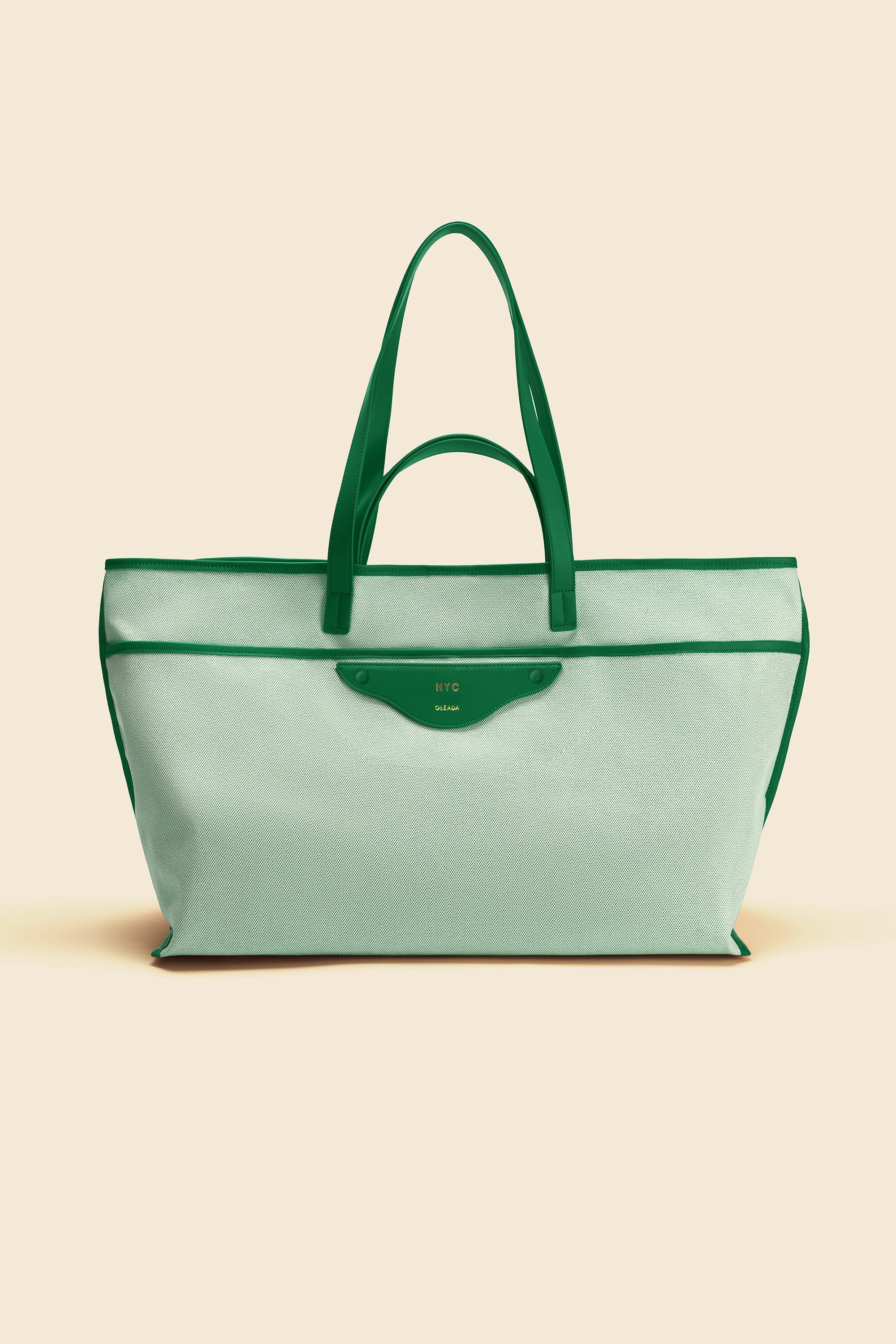 Waterproof Beach Tote Bag for Women, Vegan Leather, Travel & Beach, Green