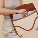 OLEADA NYC Women Work Leather Bag > Business Laptop Sleeve > 14 Inch Laptop Bag > Portable Laptop Briefcase > MacBook Pro Sleeve Color_Oat Captain Sleeve Suite