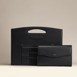 OLEADA NYC Women Work Leather Bag > Business Laptop Sleeve > 16 Inch Laptop Bag > Portable Laptop Briefcase > MacBook Pro Laptop Sleeve Color_Onyx Captain Sleeve Suite Plus