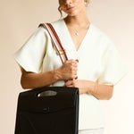 OLEADA NYC Women Work Leather Bag > Business Laptop Sleeve > 16 Inch Laptop Bag > Portable Laptop Briefcase > MacBook Pro Laptop Sleeve Color_Onyx Captain Sleeve Suite Plus