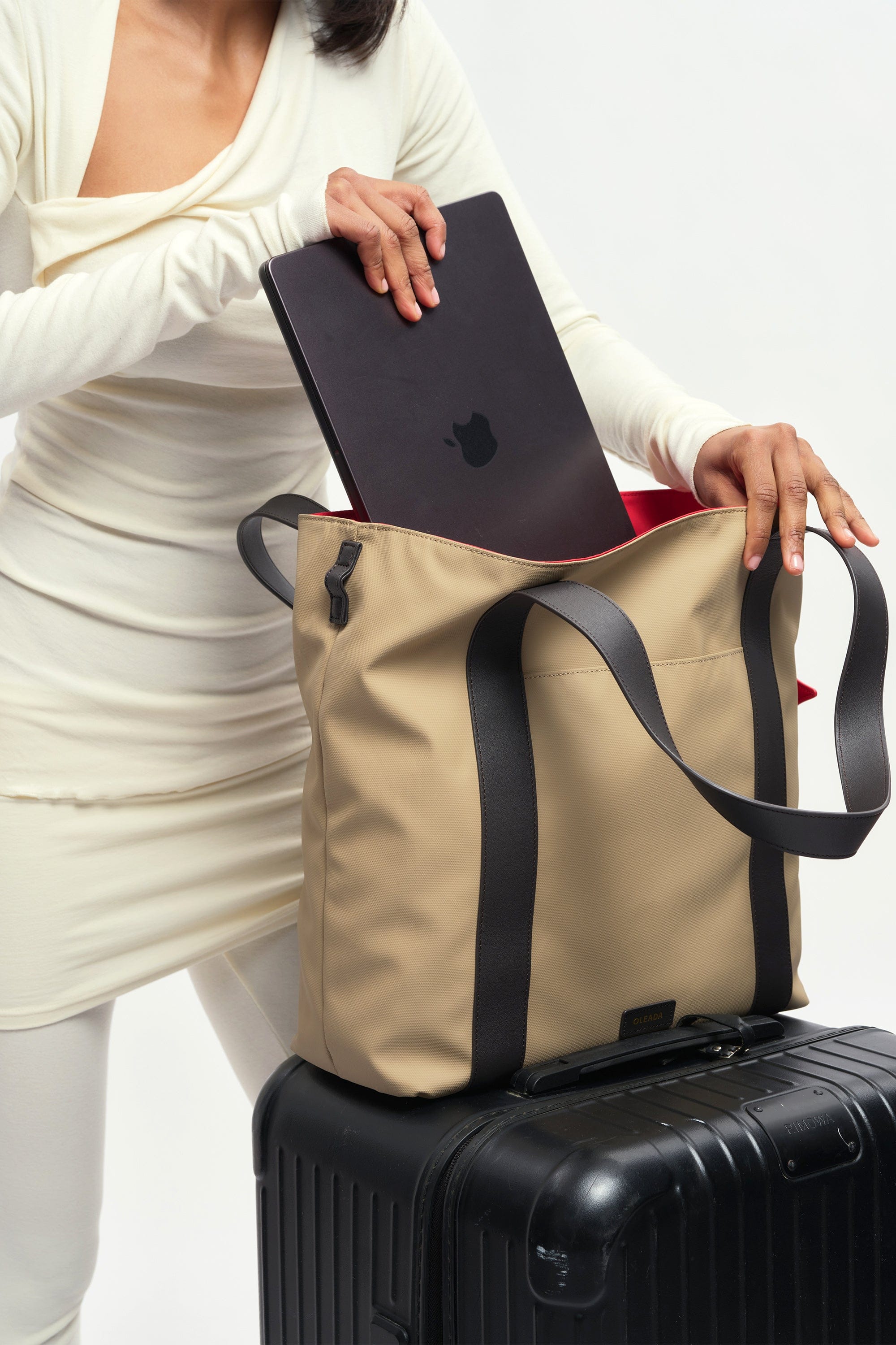 OLEADA NYC Work Tote Bag > Leather Work Tote For Women > Large Capacity Bag > 16 Inch Laptop Bag > Convertible To Shoulder Bag AnyWear Tech Tote