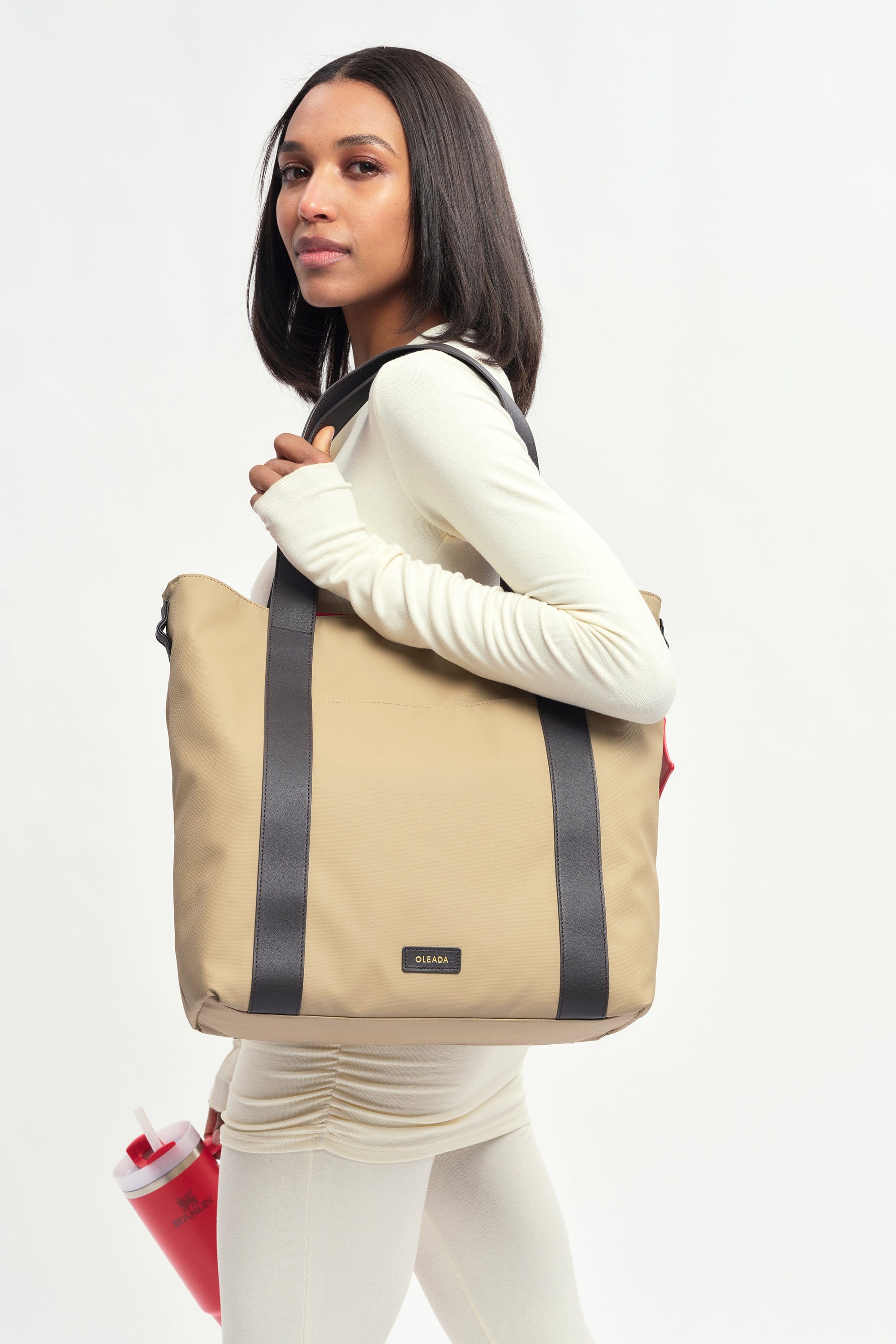 OLEADA NYC Work Tote Bag > Leather Work Tote For Women > Large Capacity Bag > 16 Inch Laptop Bag > Convertible To Shoulder Bag AnyWear Tech Tote