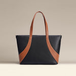 OLEADA NYC Work Tote Bag > Leather Work Tote For Women > Large Capacity Bag > 16 Inch Laptop Bag > Convertible To Shoulder Bag Color_Caviar Anchor Tote