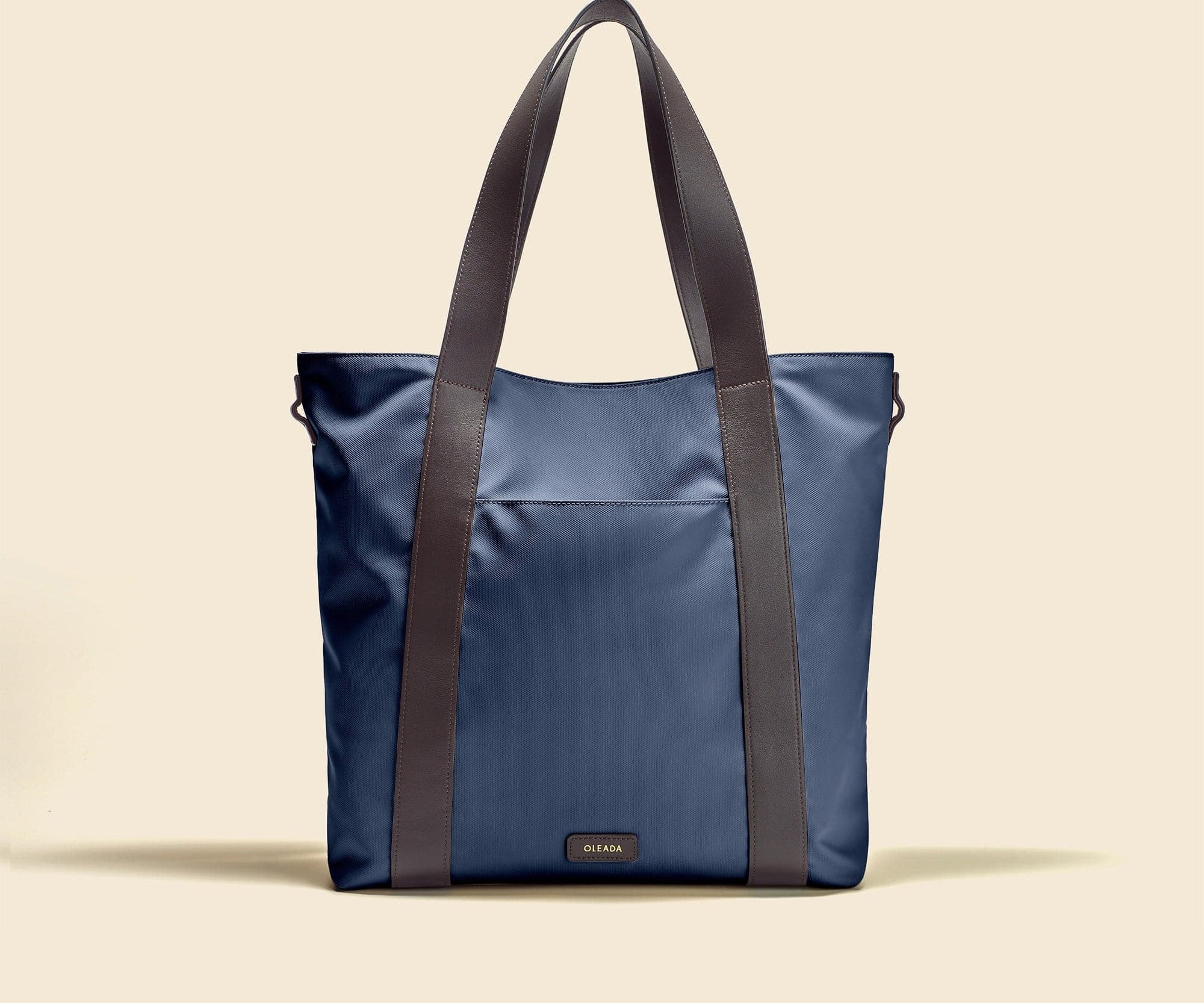 OLEADA NYC Work Tote Bag > Leather Work Tote For Women > Large Capacity Bag > 16 Inch Laptop Bag > Convertible To Shoulder Bag Color_Mykonos AnyWear Tech Tote
