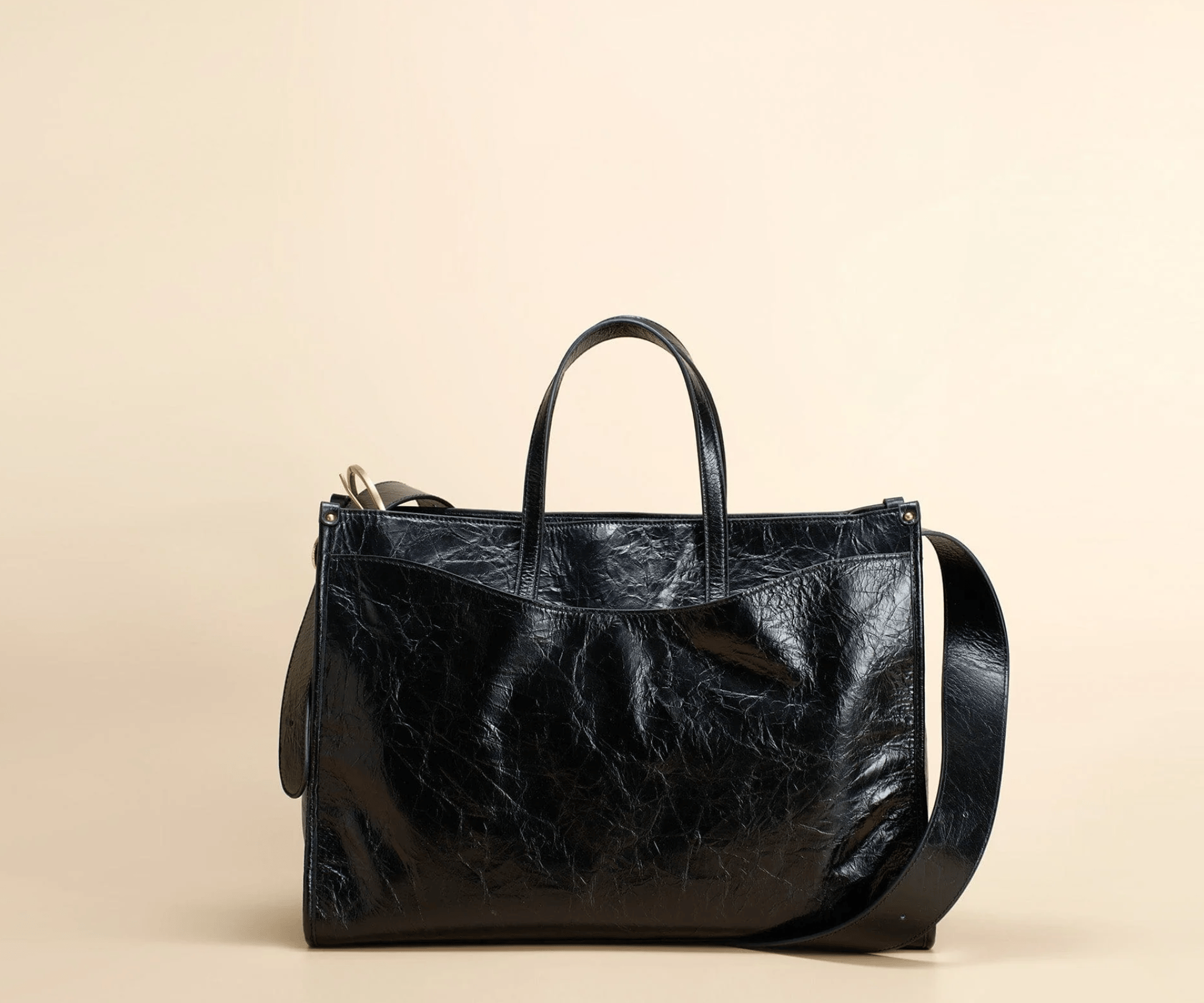 OLEADA NYC Work Tote Bag > Leather Work Tote For Women > Large Capacity Bag > 16 Inch Laptop Bag > Convertible To Shoulder Bag Color_Obsidian Reverie Tote