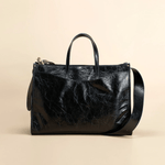 OLEADA NYC Work Tote Bag > Leather Work Tote For Women > Large Capacity Bag > 16 Inch Laptop Bag > Convertible To Shoulder Bag Color_Obsidian Reverie Tote