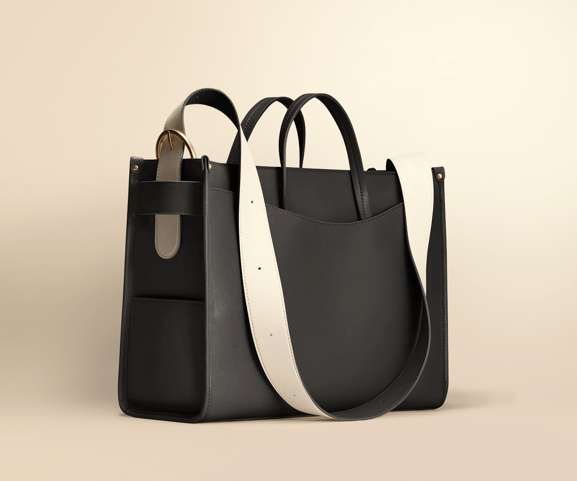 OLEADA NYC Work Tote Bag > Leather Work Tote For Women > Large Capacity Bag > 16 Inch Laptop Bag > Convertible To Shoulder Bag Color_Onyx Reverie Tote