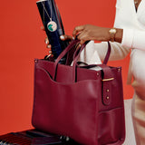OLEADA NYC Work Tote Bag > Leather Work Tote For Women > Large Capacity Bag > 16 Inch Laptop Bag > Convertible To Shoulder Bag Color_Scarlet Reverie Tote Scarlet