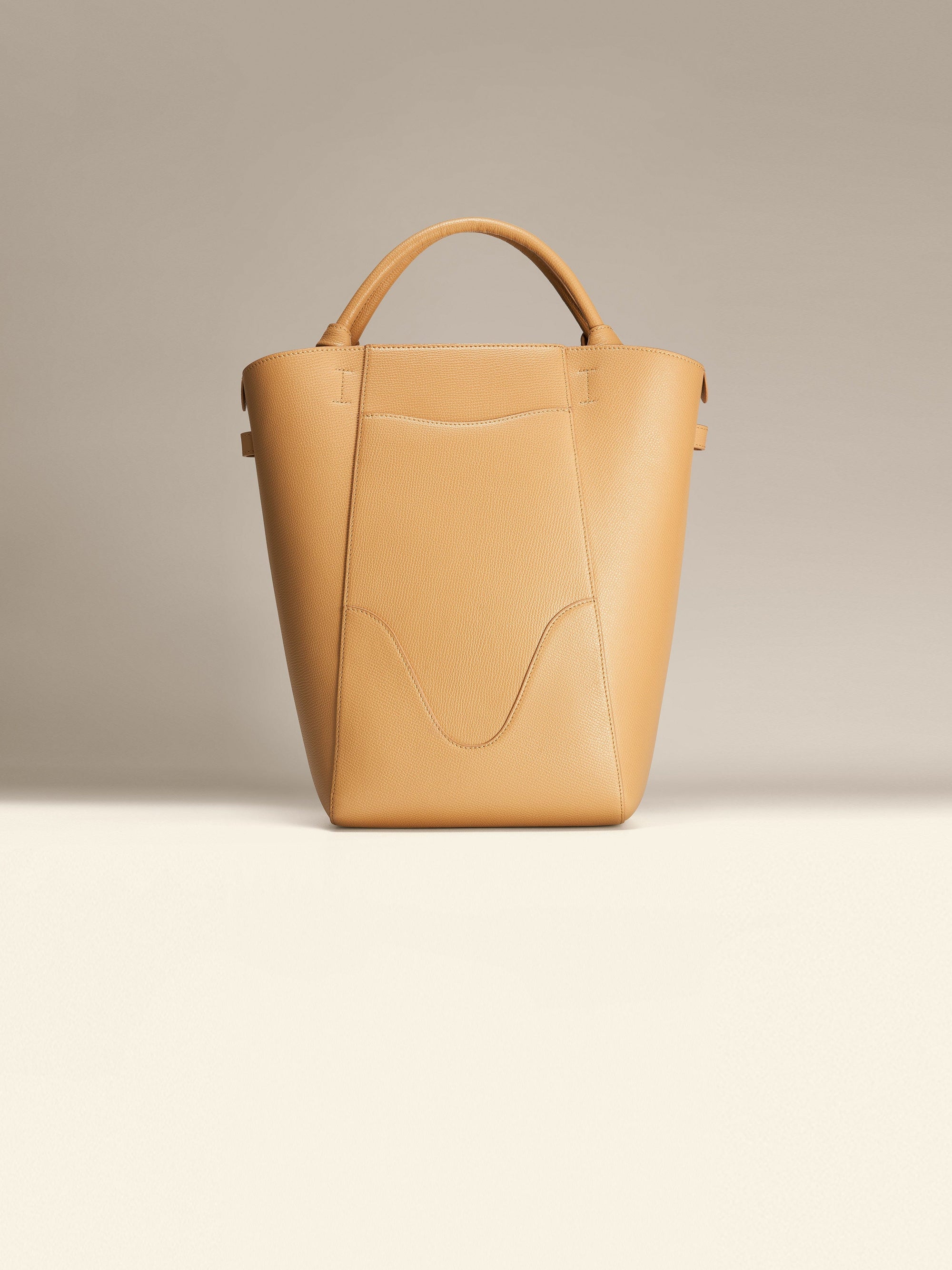 Korean Style Minimalistic Brown Calfskin Leather Box Bag