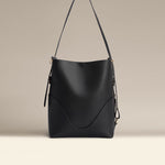 OLEADA SAMPLE Bucket Bag > Leather Tote Bag For Women > Large Capacity Handbag > Convertible To Shoulder Bag > stylish 14 inch laptop bag Color_Onyx / 50% off Marina Soft Bucket (Sample)
