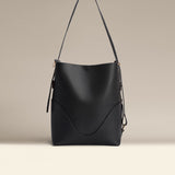 OLEADA SAMPLE Bucket Bag > Leather Tote Bag For Women > Large Capacity Handbag > Convertible To Shoulder Bag > stylish 14 inch laptop bag Color_Onyx / 50% off Marina Soft Bucket (Sample)