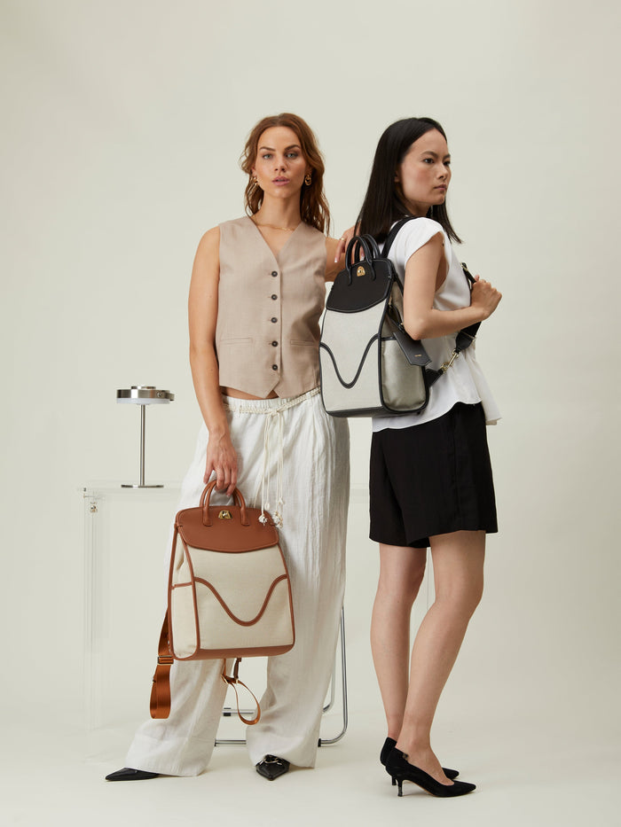 OLEADA Women Work Bag > Leather Bag > Business Travel Backpack > Fits Up To 14'' Laptops Coast Backpack Sand