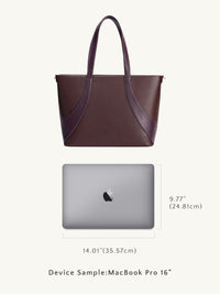 OLEADA Work Tote Bag > Leather Work Tote For Women > Large Capacity Bag > 16 Inch Laptop Bag > Convertible To Shoulder Bag Anchor Tote Burgundy