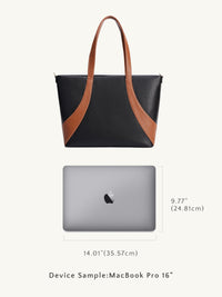 OLEADA Work Tote Bag > Leather Work Tote For Women > Large Capacity Bag > 16 Inch Laptop Bag > Convertible To Shoulder Bag Anchor Tote Caviar